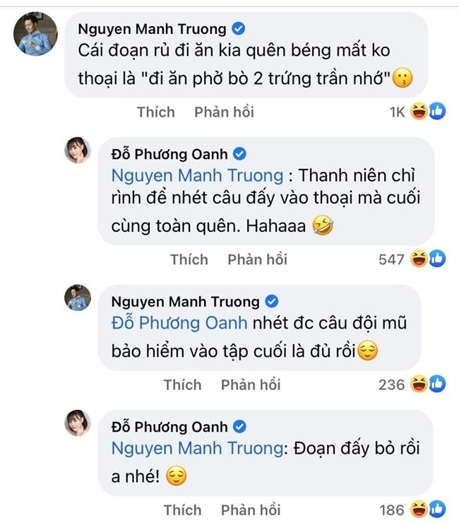 Tương tác vui nhộn của Mạnh Trường và Phương Oanh trên mạng xã hội. Tương tác vui nhộn của Mạnh Trường và Phương Oanh trên mạng xã hội.