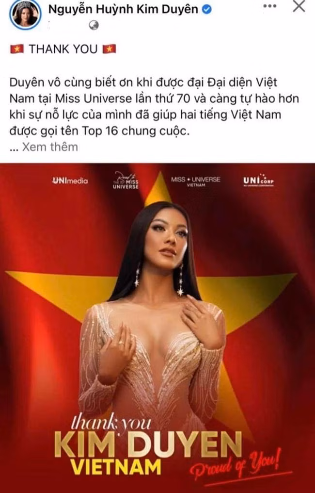 Lọt Top 16 Miss Universe (Hoa hậu Hoàn vũ) 2021 nhờ bình chọn, Á hậu Kim Duyên tiếp tục kéo dài chuỗi "in Top" của đại diện Việt Nam tại đấu trường nhan sắc khốc liệt nhất hành tinh. - Ảnh: FBNV.