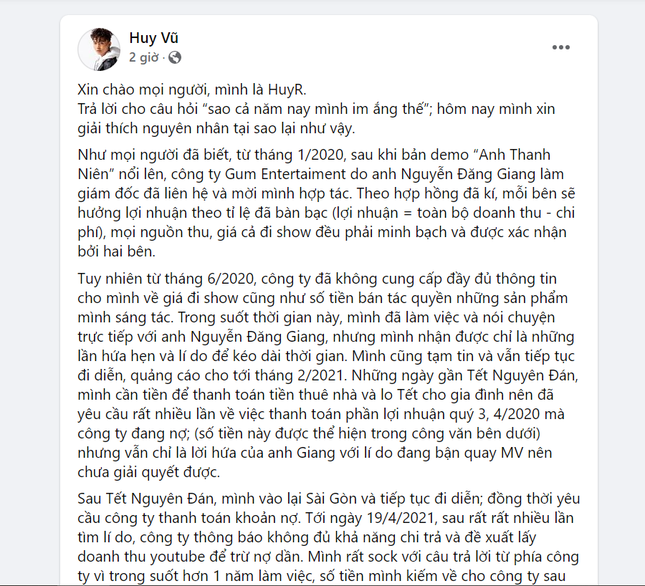 Bài đăng tố công ty quản lý không minh bạch tài chính của HuyR. Bài đăng tố công ty quản lý không minh bạch tài chính của HuyR.