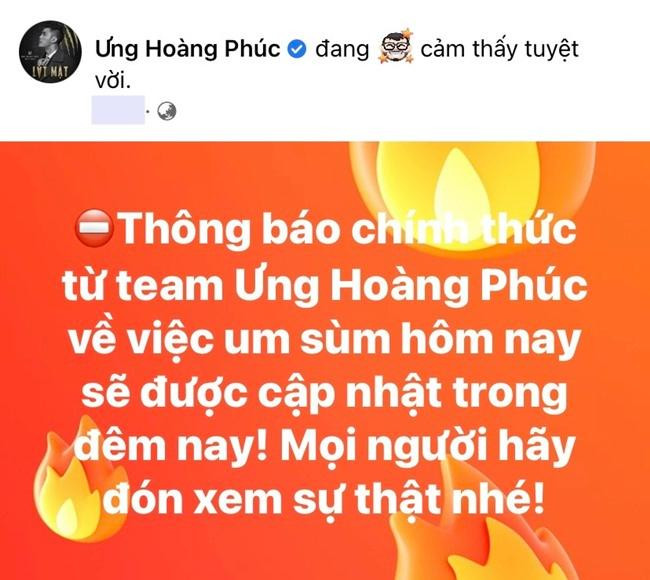 Bài đăng gây tranh cãi của team Ưng Hoàng Phúc. - Ảnh: FBNV