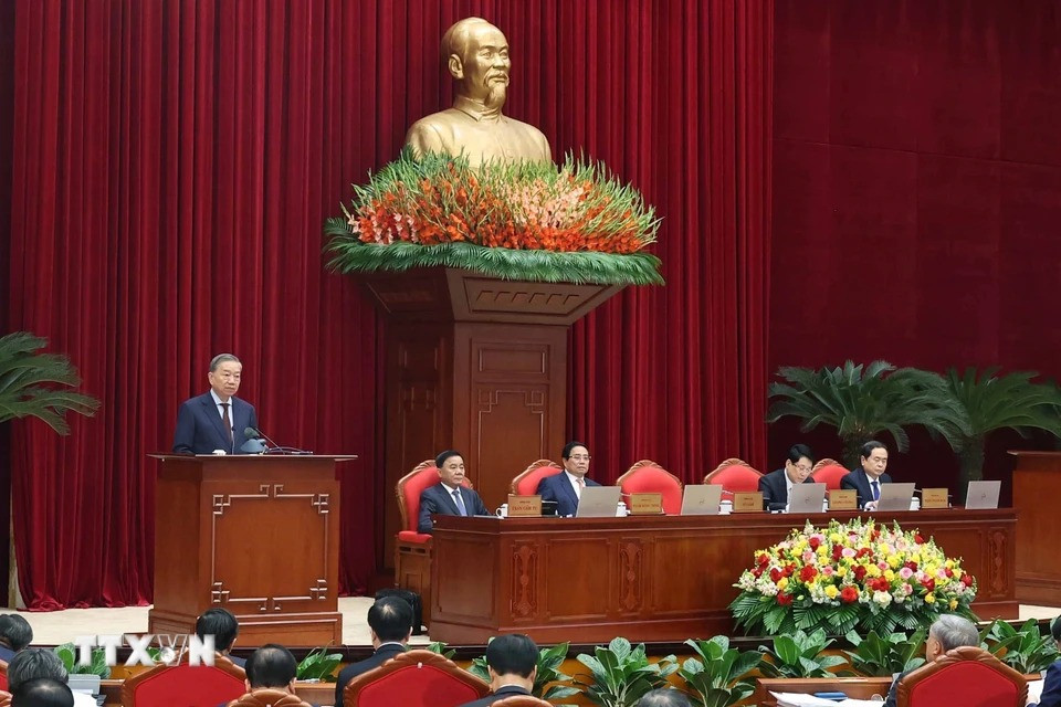 Tổng Bí thư Tô Lâm phát biểu khai mạc Hội nghị Ban Chấp hành Trung ương Đảng khóa XIII. (Ảnh: Thống Nhất/TTXVN) Tổng Bí thư Tô Lâm phát biểu khai mạc Hội nghị Ban Chấp hành Trung ương Đảng khóa XIII. (Ảnh: Thống Nhất/TTXVN)