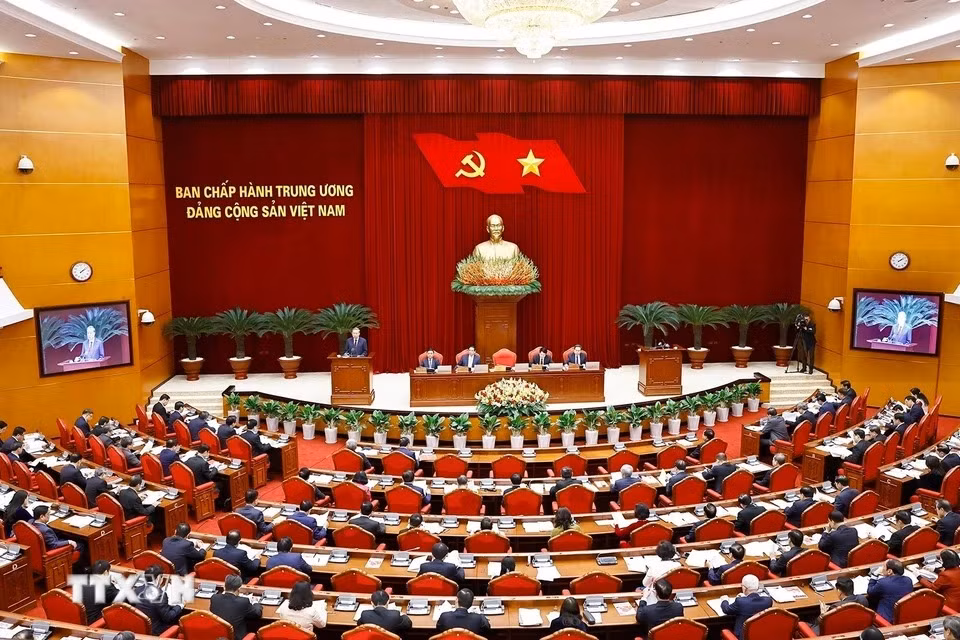 Phiên khai mạc Hội nghị Ban Chấp hành Trung ương Đảng khóa XIII. (Ảnh: Doãn Tấn/TTXVN)