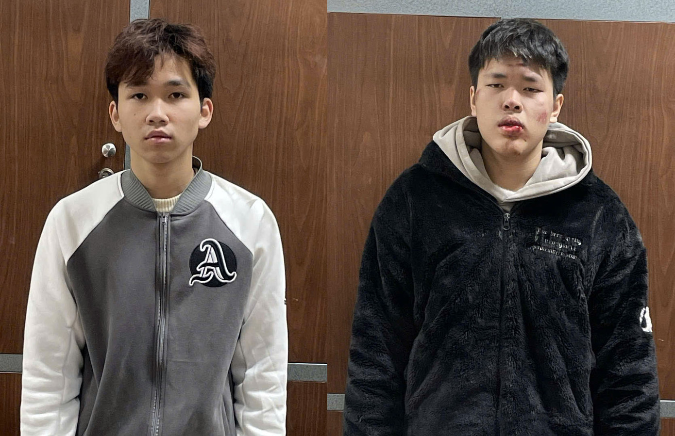 Hai đối tượng tại cơ quan công an. Hai đối tượng tại cơ quan công an.