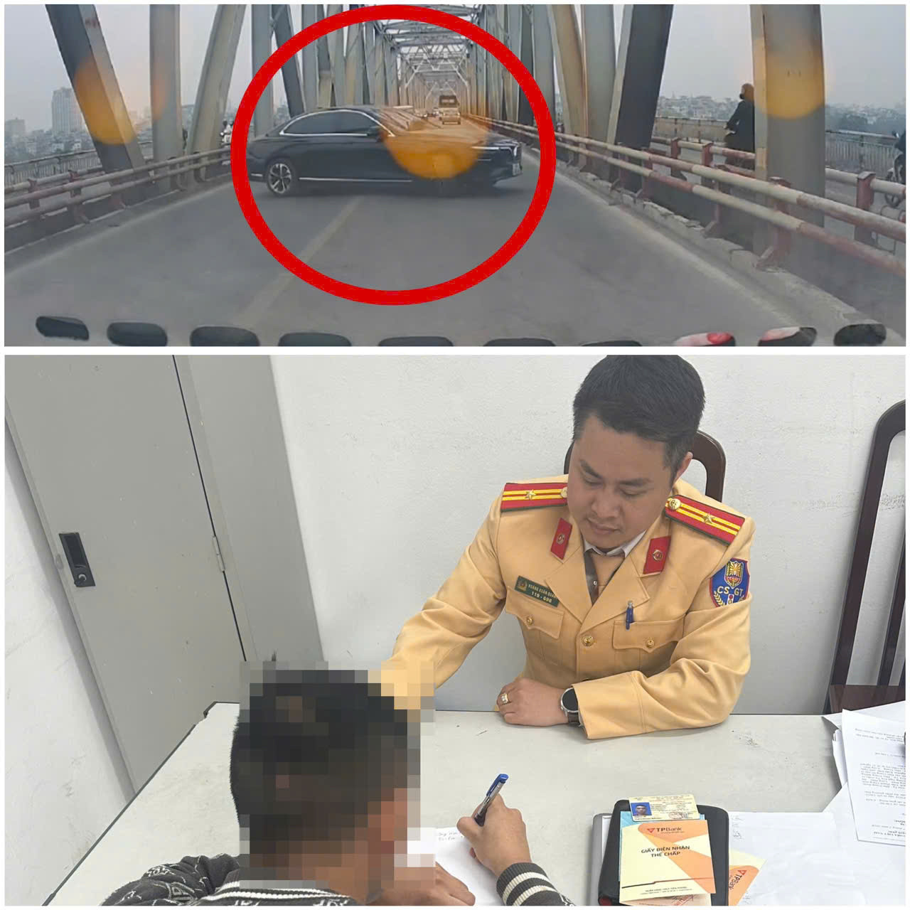 Tài xế L. quay đầu xe trên cầu Chương Dương. Tài xế L. quay đầu xe trên cầu Chương Dương.