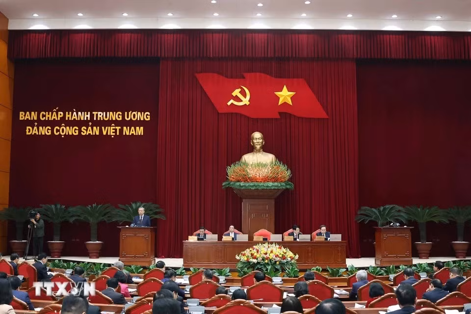 Phiên khai mạc Hội nghị Ban Chấp hành Trung ương Đảng khóa XIII. (Ảnh: Thống Nhất/TTXVN)