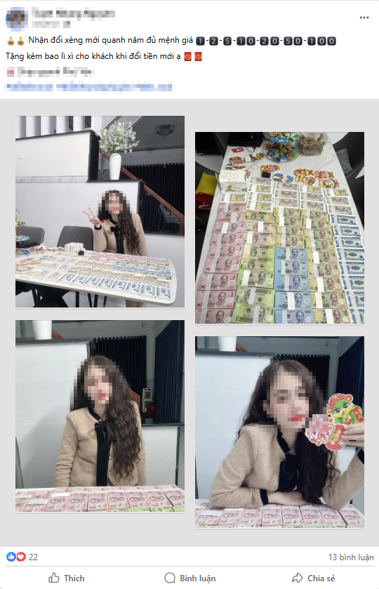 Nhiều bài viết đăng tải trên Facebook quảng cáo dịch vụ đổi tiền mới. Ảnh chụp màn hình.