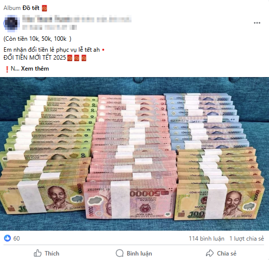 Các bài viết quảng cáo có đủ mệnh giá tiền với chi phí đổi thấp. Ảnh chụp màn hình.