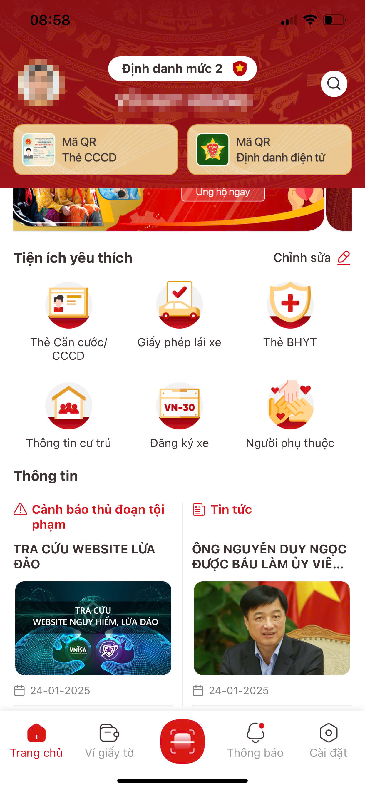 Ứng dụng VNeID tích hợp tra cứu trang web lừa đảo do Trung tâm Giám sát an toàn không gian mạng quốc gia (NCSC) xây dựng. Ứng dụng VNeID tích hợp tra cứu trang web lừa đảo do Trung tâm Giám sát an toàn không gian mạng quốc gia (NCSC) xây dựng.