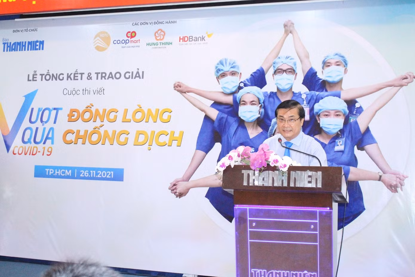 Nhà báo Nguyễn Ngọc Toàn, Tổng biên tập Báo Thanh Niên phát biểu tại lễ trao giải Nhà báo Nguyễn Ngọc Toàn, Tổng biên tập Báo Thanh Niên phát biểu tại lễ trao giải