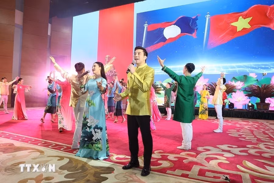 Chương trình nghệ thuật chào mừng. (Ảnh: Trí Dũng/TTXVN)