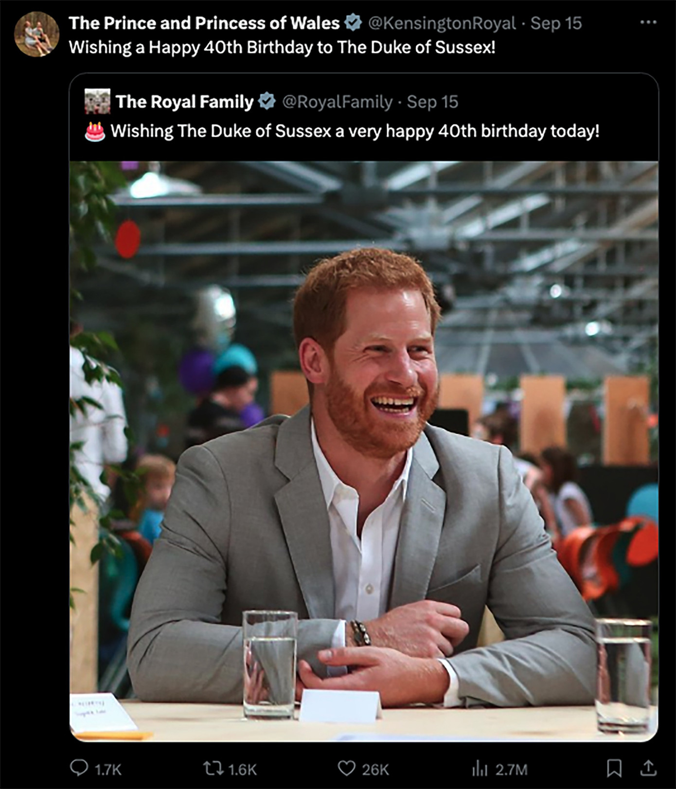 Gia đình hoàng gia chia sẻ ảnh Harry trong ngày sinh nhật lần thứ 40 của anh.