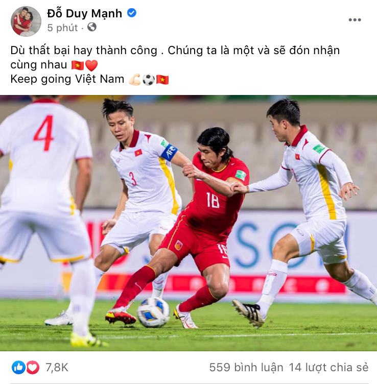 Đôi dòng tâm sự của Duy Mạnh sau trận đấu.