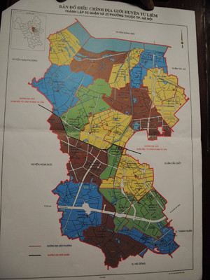 Bản đồ điều chỉnh địa giới huyện Từ Liêm