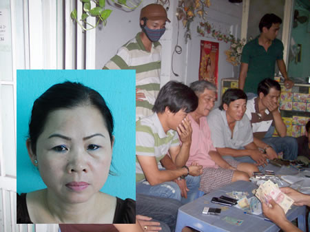 Chế Thị Như Nguyệt và các con bạc bị lực lượng CA bắt quả tang