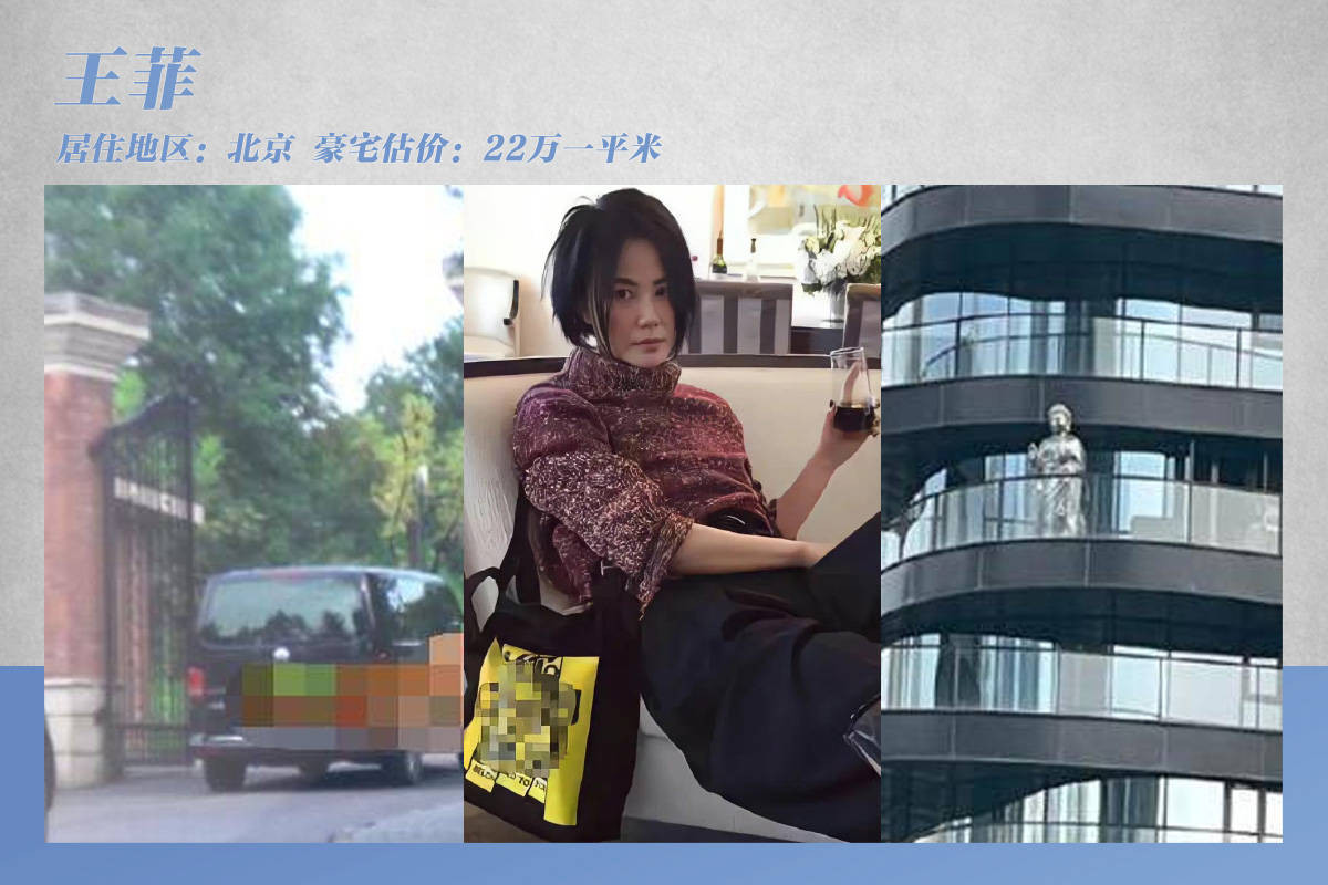 Biệt thự của Vương Phi nằm tại khu Triều Dương, một khu đô thị giàu có, nơi ở của nhiều ngôi sao hàng đầu Trung Quốc. Giá mỗi mét vuông tại đây là 220.000 NDT, đáng nói, biệt thự của Vương Phi được thiết kế nội thất bởi Giorgio Armani, người sáng lập hãng thời trang Armani.