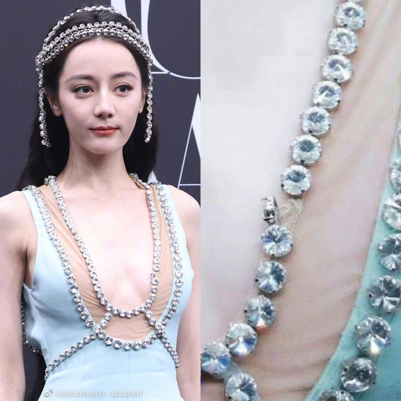 Váy của Địch Lệ Nhiệt Ba bị bung hạt, nhan sắc của nữ diễn viên tại sự kiện cũng không tốt. Váy của Địch Lệ Nhiệt Ba bị bung hạt, nhan sắc của nữ diễn viên tại sự kiện cũng không tốt.