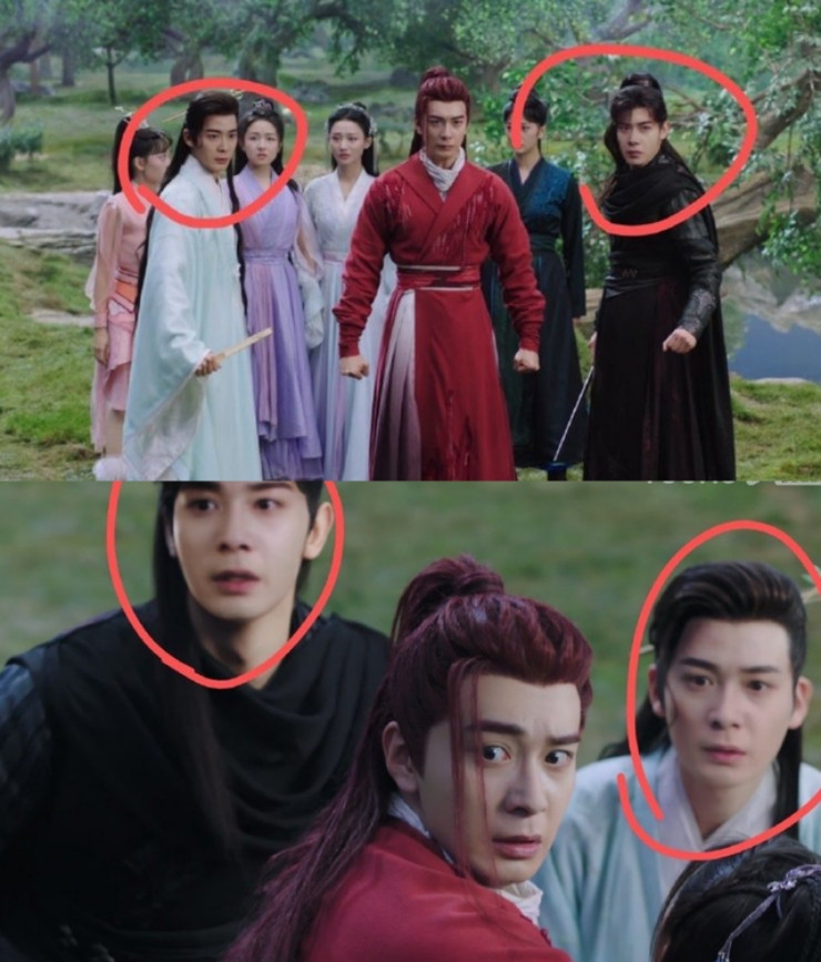 Trong phim Tinh lạc ngưng thành đường, cảnh các phân thân khác nhau của Thiếu Điển Hữu Cầm (do nam diễn viên Trần Tinh Húc đóng) tập hợp cũng bị đánh giá là ghép chưa khéo.