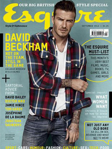 David Beckham trên trang bìa tạp chí Esquire số ra tháng chín tới