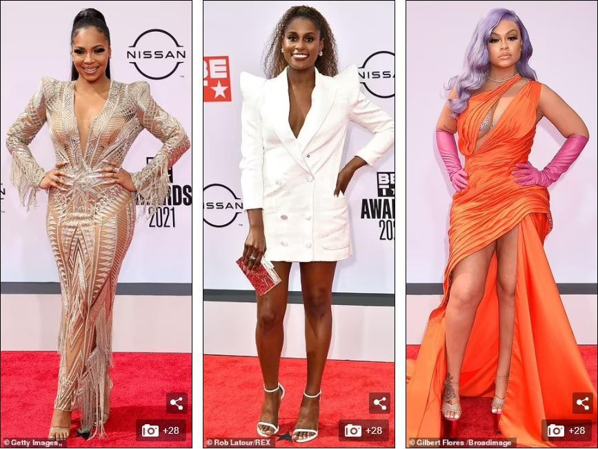 Ashanti, Issa Rae và Latto (trái qua phải) cũng chọn phong cách khoe "da thịt".