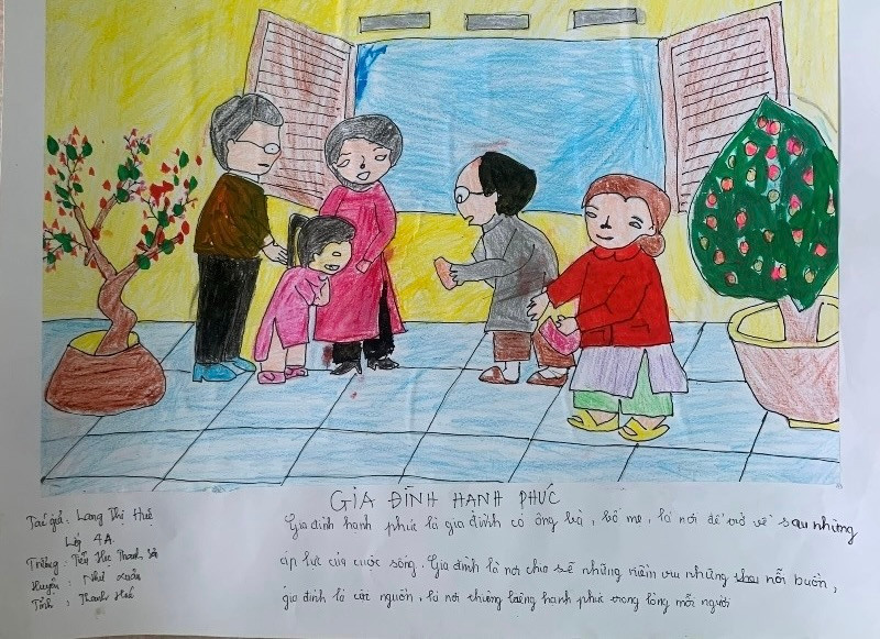 Bức tranh của học sinh huyện Như Xuân tham gia cuộc thi "Lắng nghe con nói".