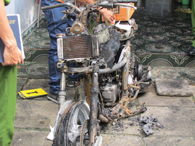 Chiếc xe Honda SH bị cháy biến dạng