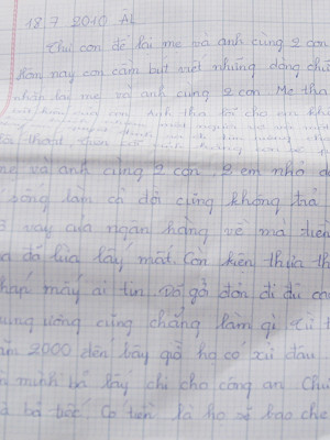 Lá thư tuyệt mệnh của chị Phúc