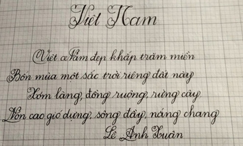 Nét chữ đẹp như in của Ngọc Ánh. Ảnh: FB