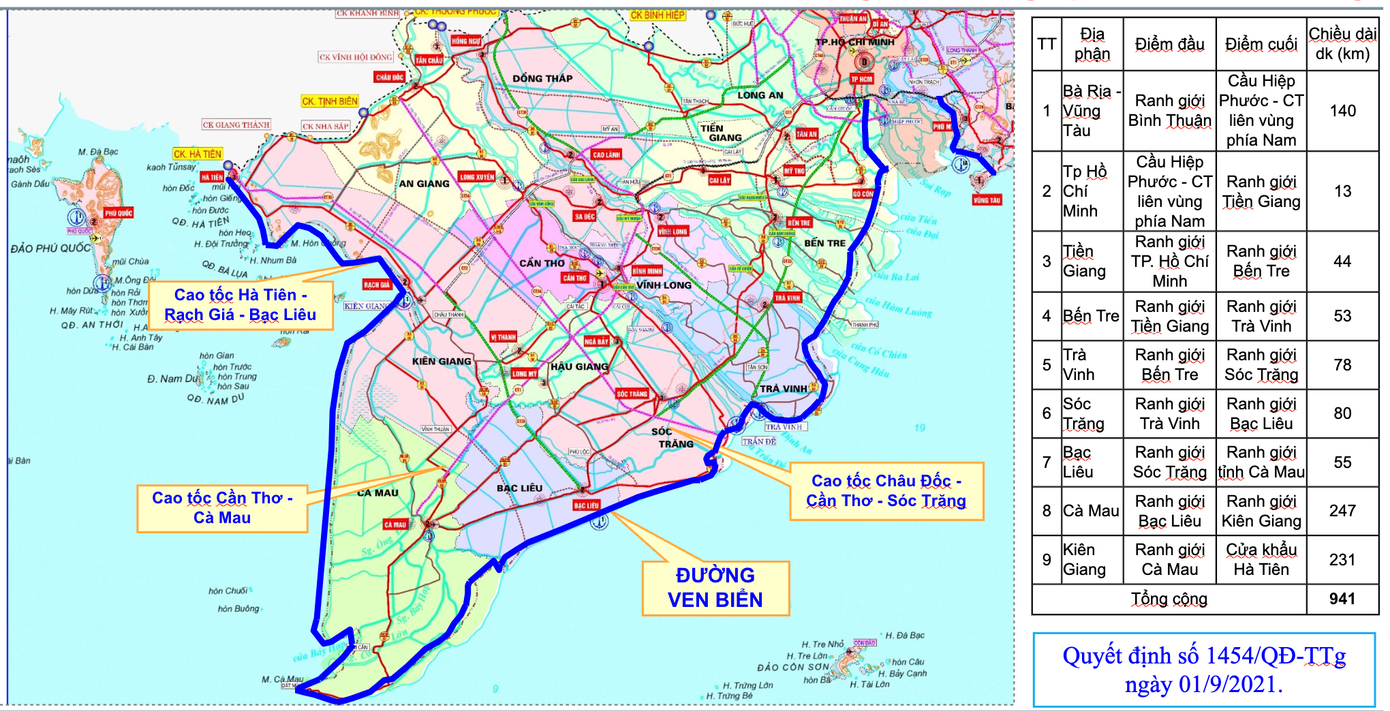 Quy hoạch tuyến đường ven biển phía Nam. Ảnh: Sở Giao thông công chánh TPHCM
