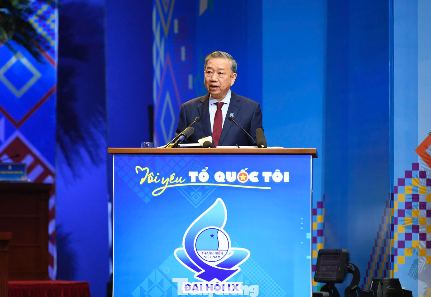 Tổng Bí thư Tô Lâm phát biểu chỉ đạo tại phiên trọng thể Đại hội đại biểu toàn quốc Hội LHTN Việt Nam lần thứ IX, nhiệm kỳ 2024 - 2029. Ảnh: Như Ý