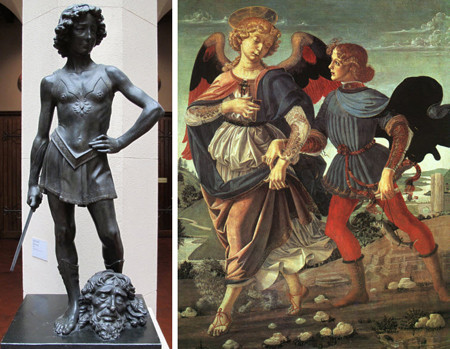 Tác phẩm điêu khắc đồng David và họa phẩm Tobias and the Angel