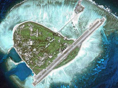 Đảo Phú Lâm thuộc quần đảo Hoàng Sa của VN chụp từ vệ tinh. Nguồn: Google Earth