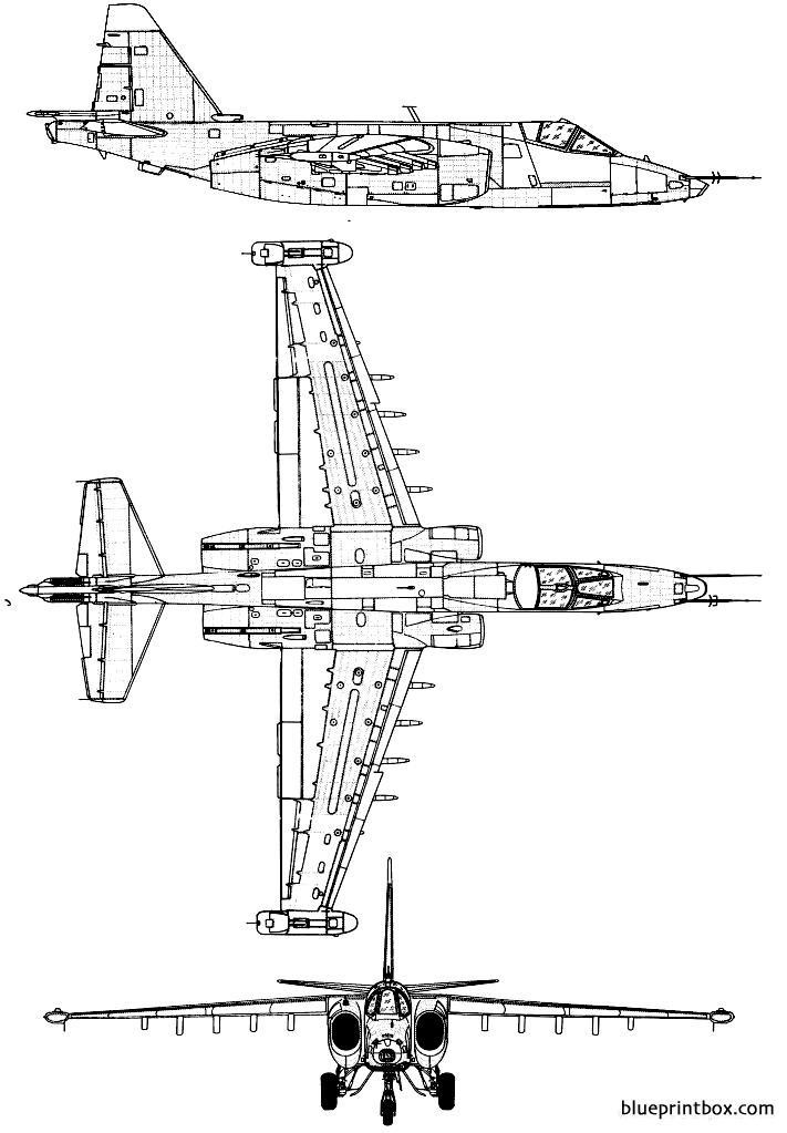 Bản vẽ mô phỏng của Su-25. Ảnh: Blueprin Bản vẽ mô phỏng của Su-25. Ảnh: Blueprin