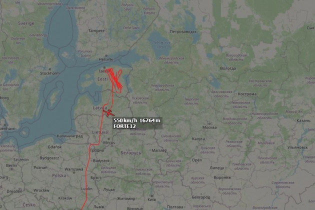 Đường bay của máy bay trinh sát RQ-4B Global Hawk của Mỹ.