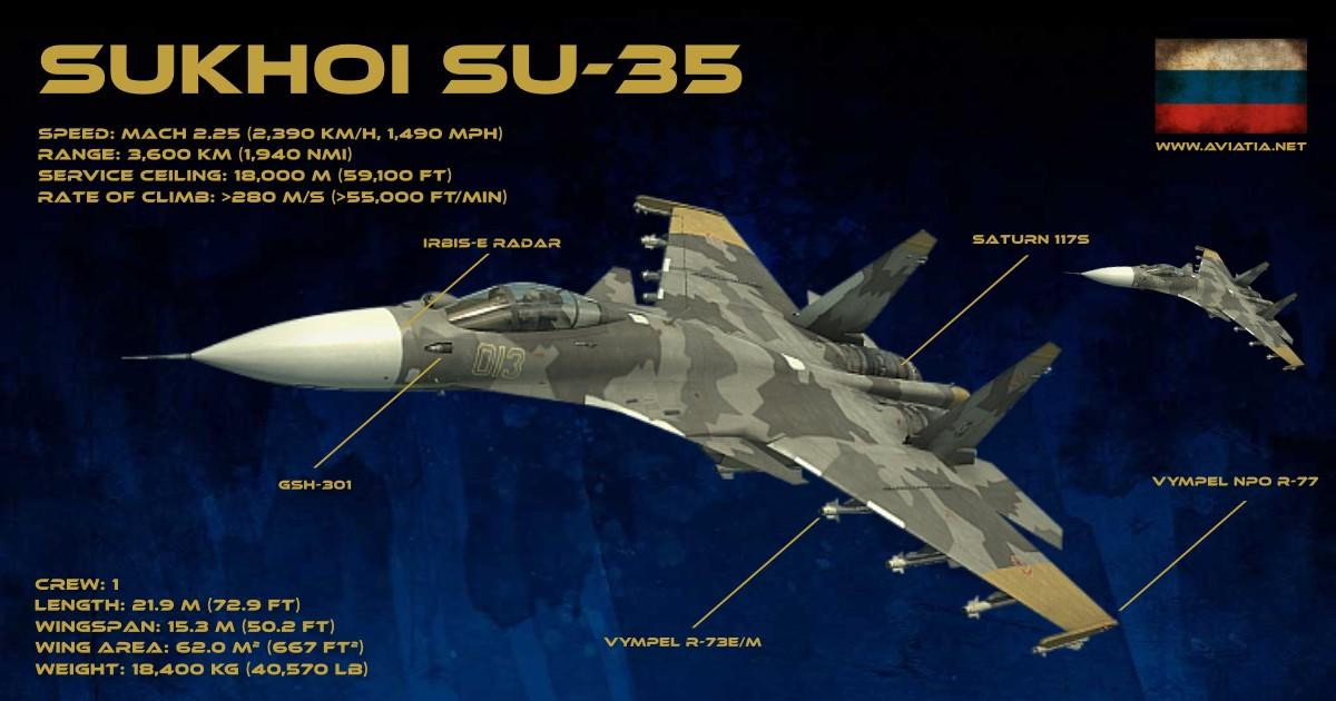 Một số thông số cấu tạo của Su-35. Ảnh: aviatia