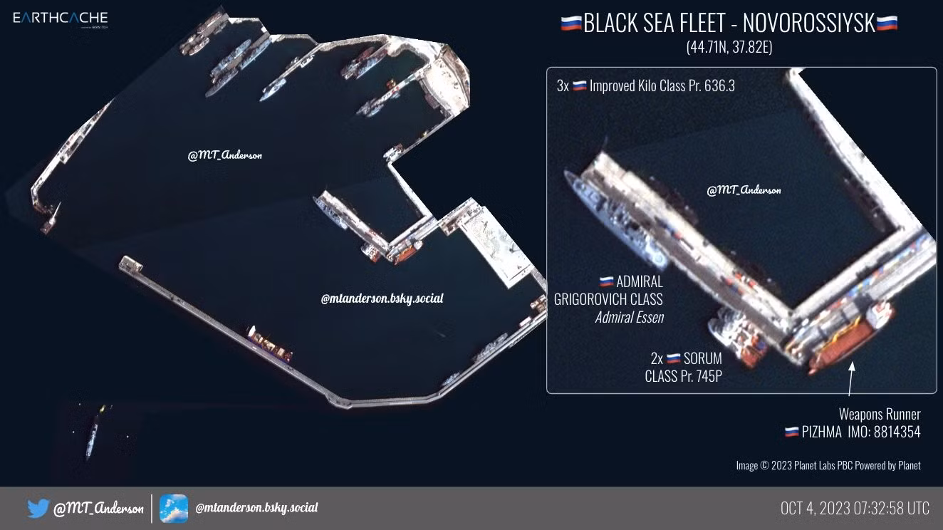 Tàu chiến Nga được di chuyển từ Sevastopol đến Novorossiysk hồi tháng 10/2023.
