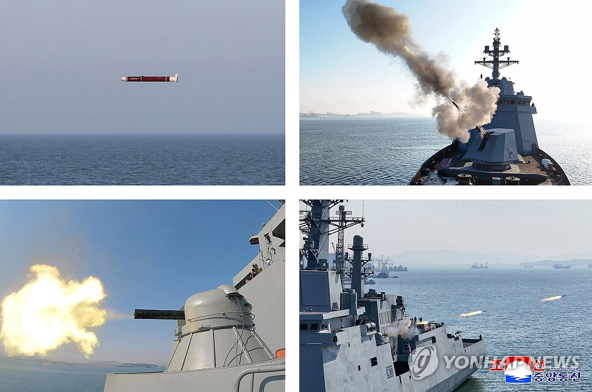 Triều Tiên phóng thử tên lửa từ tàu chiến mới. Ảnh: Yonhap, KCNA Triều Tiên phóng thử tên lửa từ tàu chiến mới. Ảnh: Yonhap, KCNA