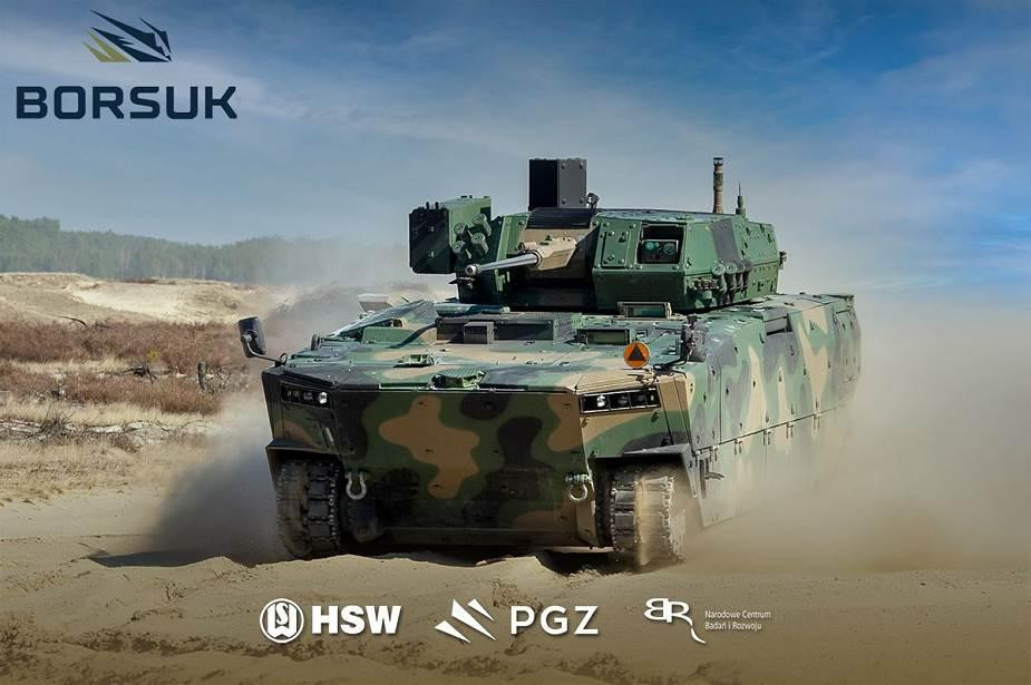 Xe chiến đấu bộ binh bọc thép bánh xích Borsuk do Ba Lan sản xuất. Ảnh: PGZ