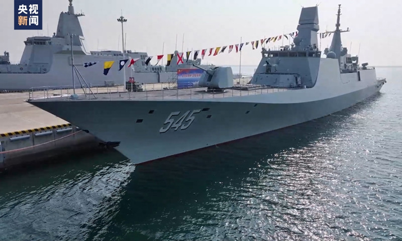 Tàu khu trục 054B đầu tiên của Hải quân PLA. Ảnh:CCTV Tàu khu trục 054B đầu tiên của Hải quân PLA. Ảnh:CCTV