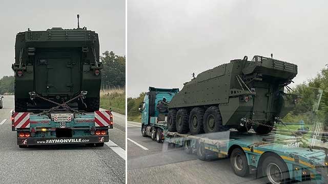 Xe thiết giáp LAV 6.0 xuất hiện trên tuyến cao tốc tại Đức. Ảnh: Twitter