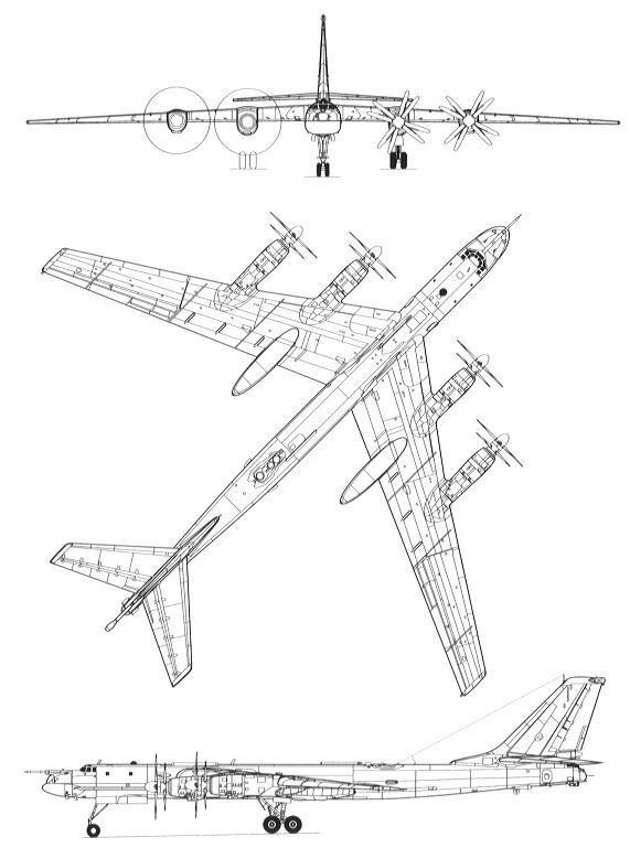 Bản vẽ mô phỏng Tu-95. Ảnh: rcuniverse Bản vẽ mô phỏng Tu-95. Ảnh: rcuniverse