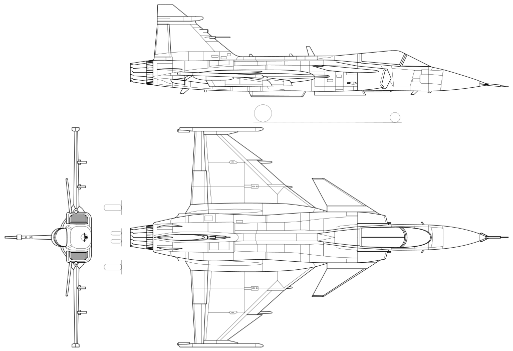Bản vẽ mô phỏng của Gripen. Ảnh: Wikipedia Bản vẽ mô phỏng của Gripen. Ảnh: Wikipedia