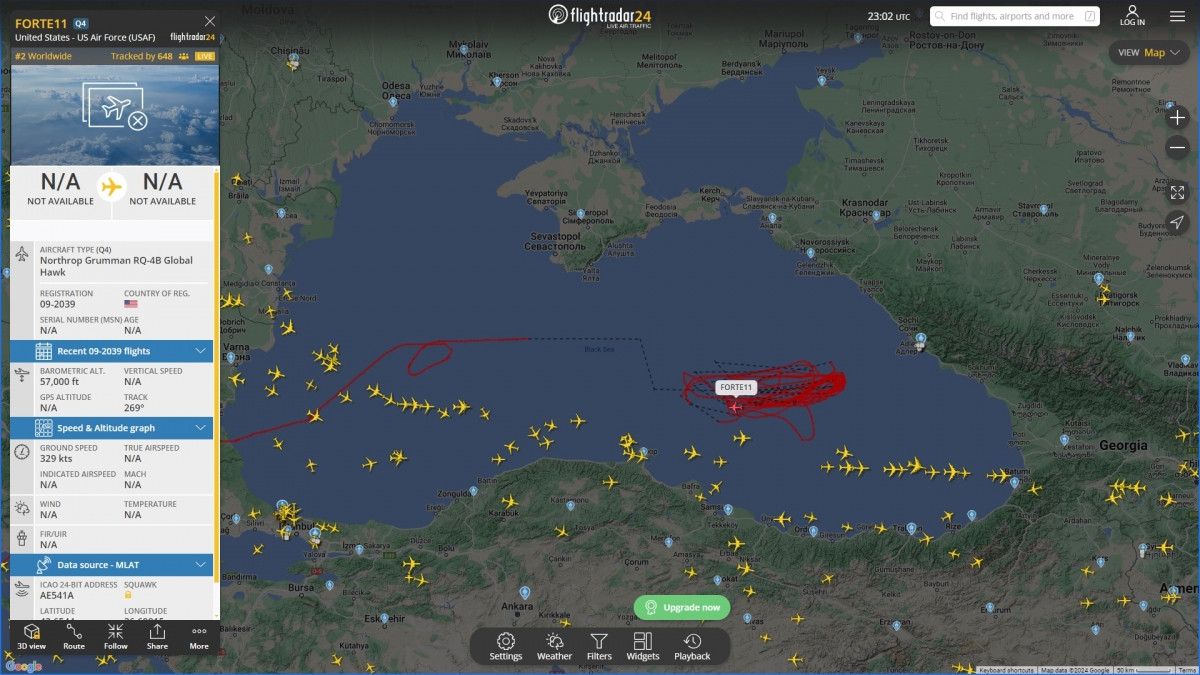 Sự xuất hiện của RQ-4B Global Hawk ở Biển Đen. Sự xuất hiện của RQ-4B Global Hawk ở Biển Đen.