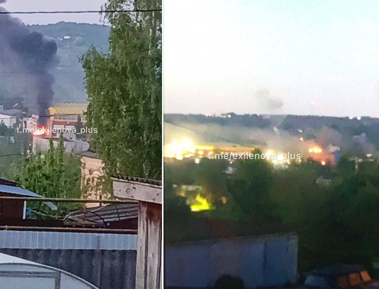 Cháy tại khu vực nhà máy sản xuất thiết bị bán dẫn Bolkhov. Ảnh: Exilenova+