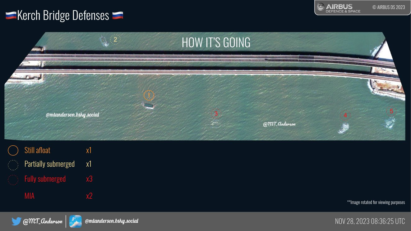 Ảnh vệ tinh chụp hệ thống rào chắn của Nga trước và sau khi xảy ra cơn bão. Ảnh vệ tinh chụp hệ thống rào chắn của Nga trước và sau khi xảy ra cơn bão.