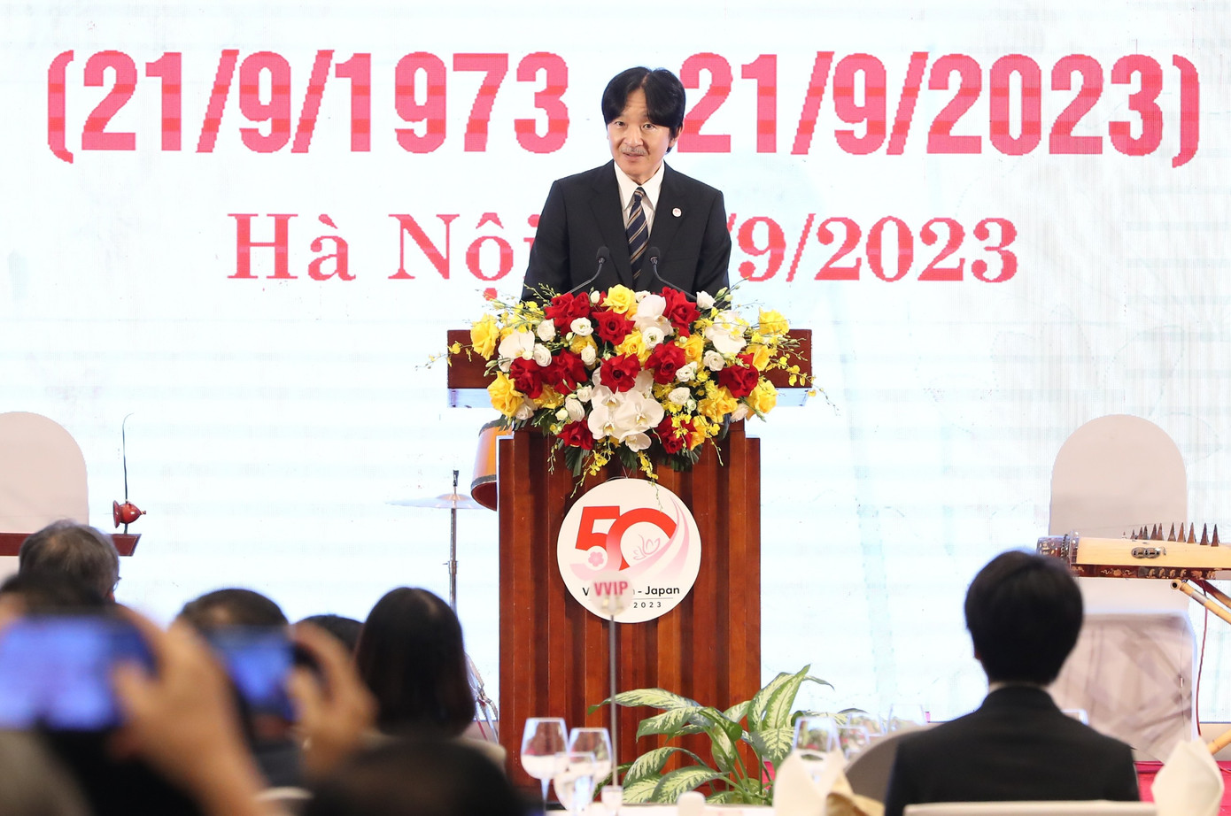 Hoàng Thái tử Nhật Bản Akishino phát biểu tại buổi lễ. Ảnh: Như Ý