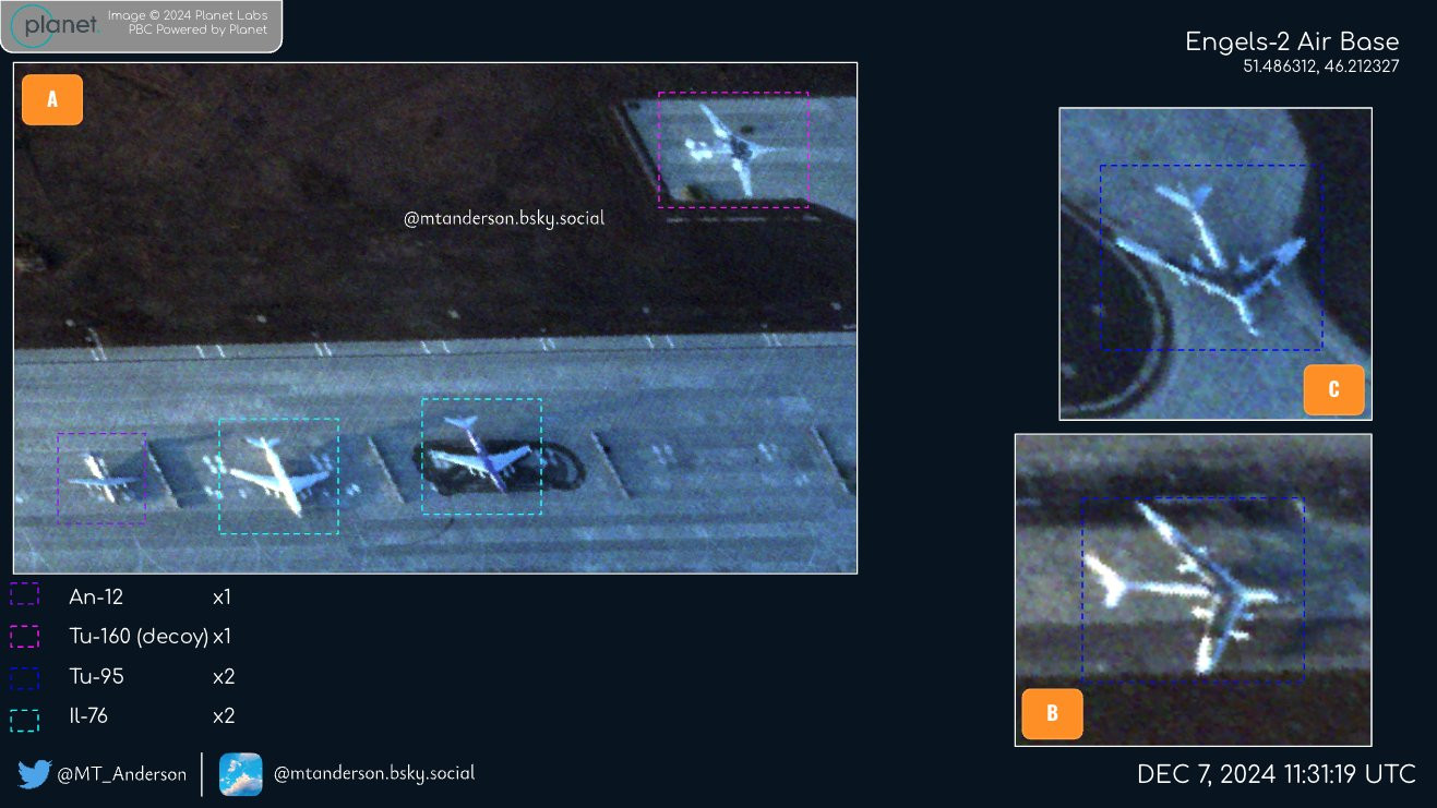 Ảnh vệ tinh cho lấy số lượng lớn cường kích-ném bom Su-34 của Nga tại căn cứ không quân Engels-2. Ảnh: MT_Anderson