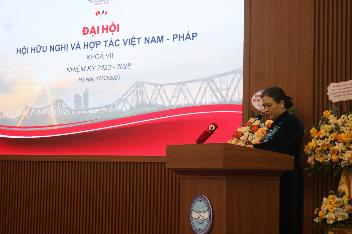 Đại sứ Nguyễn Phương Nga, Chủ tịch Liên hiệp Các tổ chức hữu nghị Việt Nam phát biểu tại đại hội.