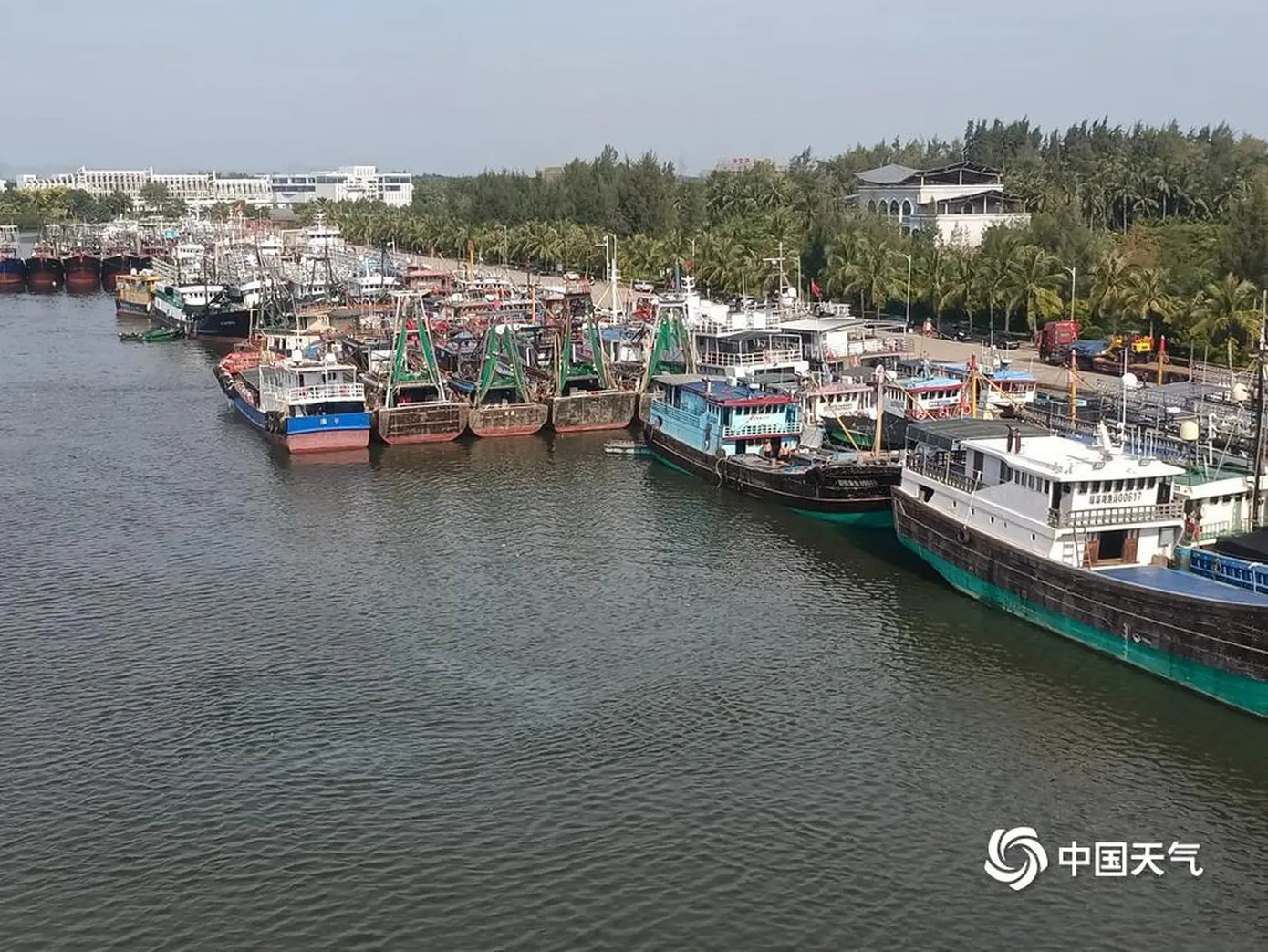 Một lượng lớn tàu cá tại neo đậu tại cảng Tanmen, Quỳnh Hải, Hải Nam ngày 4/9.