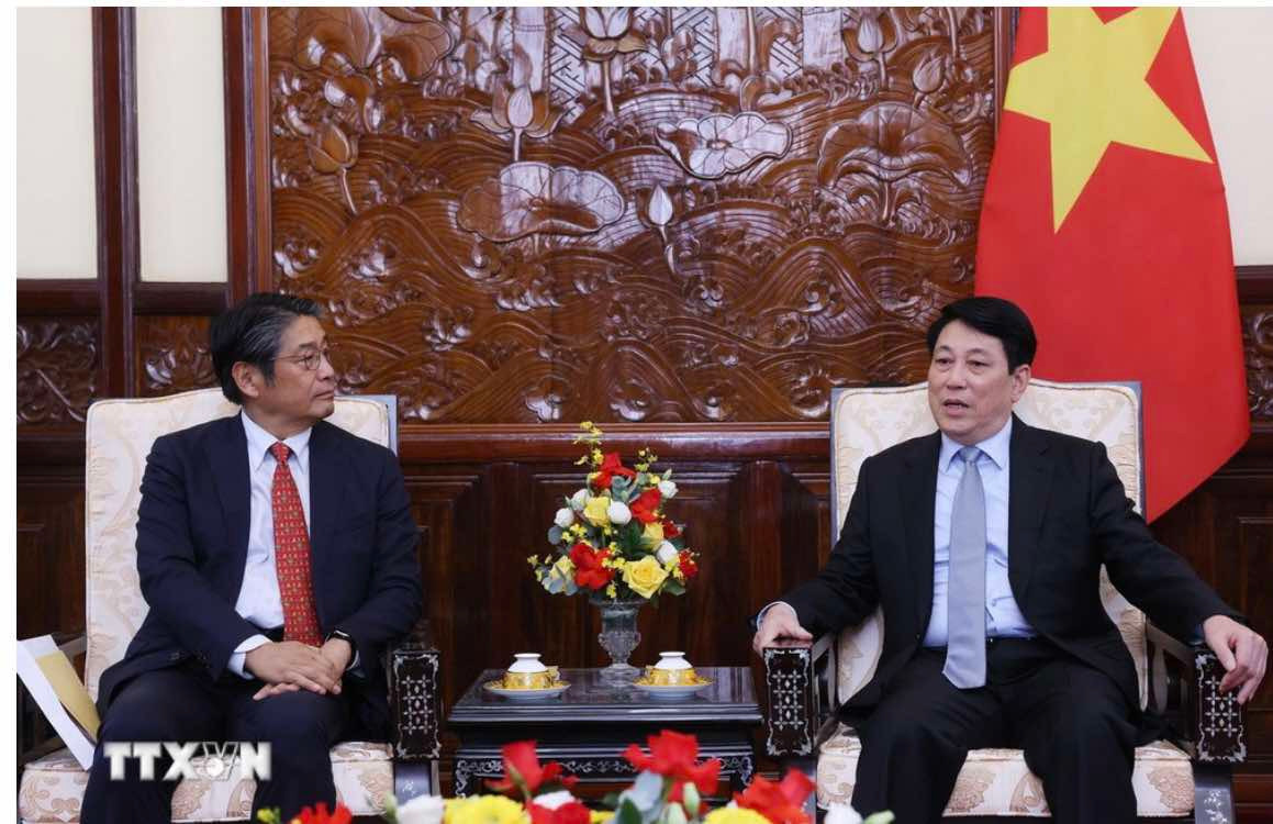 Chủ tịch nước Lương Cường tiếp Đại sứ Nhật Bản tại Việt Nam Ito Naoki. Ảnh: TTXVN