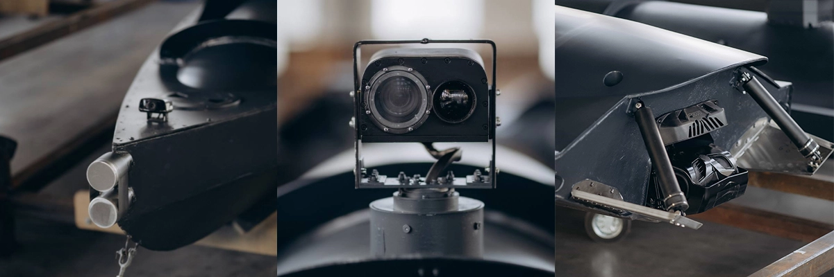 Hình ảnh mặt trước là camera với tầm nhìn ban đêm và hệ thống đẩy phía sau. Ảnh: United24 Hình ảnh mặt trước là camera với tầm nhìn ban đêm và hệ thống đẩy phía sau. Ảnh: United24